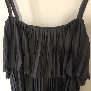 H by Halston grey pleated maxi dress, NWT